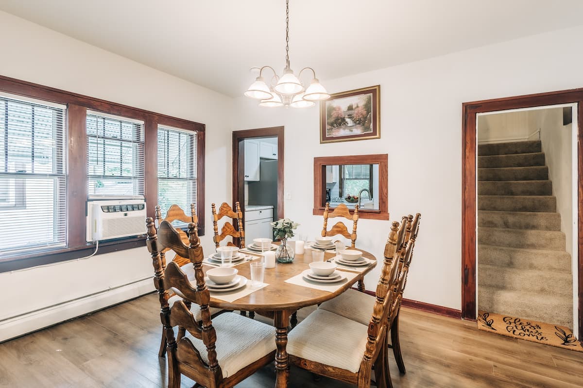 Modern fully equipped kitchen with stainless steel appliances